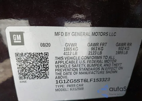2020 Chevrolet Malibu Fwd Rs from USA, damaged, VIN 1G1ZG5ST6LF153323
